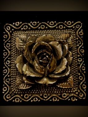 Gold Rose Square Floral Brooch - Women Jewelry Brooches